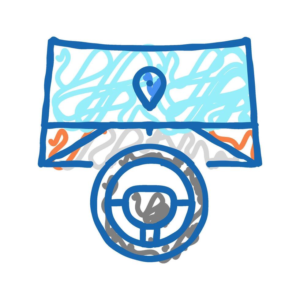 autopilot navigation icon doodle illustration vector