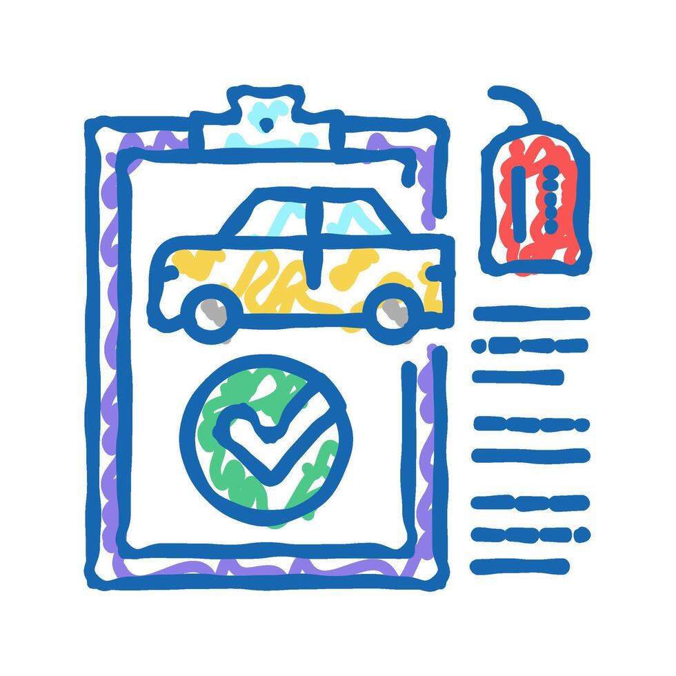 check used car icon doodle illustration vector