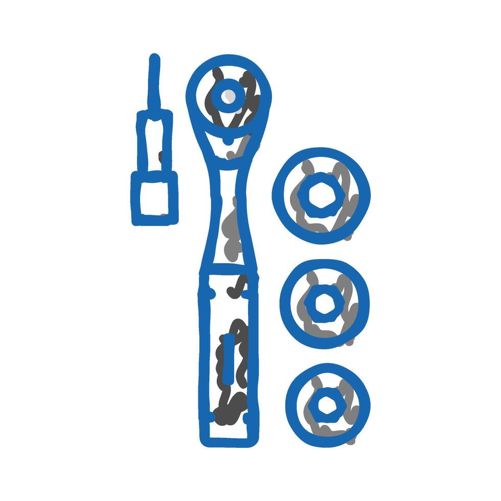 socket wrench tool icon doodle illustration vector