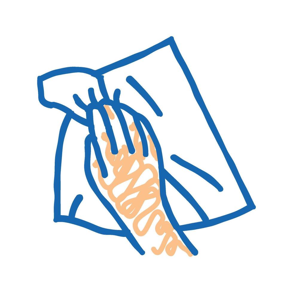 cleaning with paper towel icon doodle illustration vector