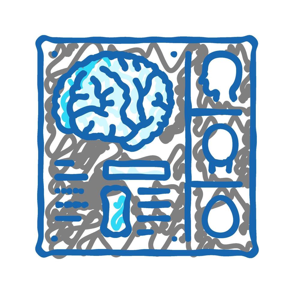 brain examination neurologist icon doodle illustration vector