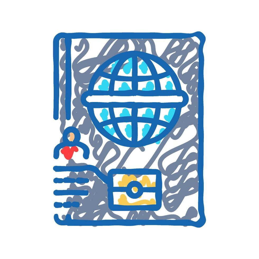 passport biometric icon doodle illustration vector