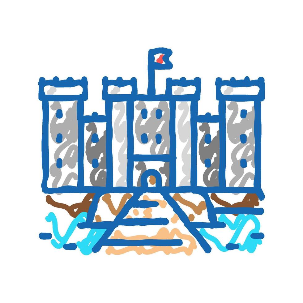 castle medieval building icon doodle illustration vector