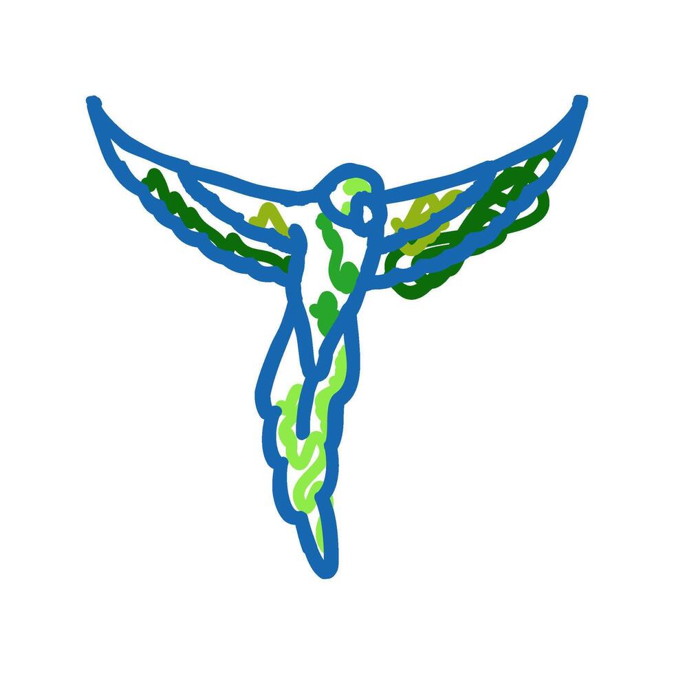 flying parrot bird icon doodle illustration vector