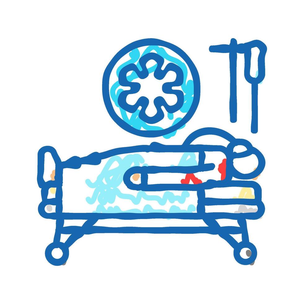plaster cast scissors fracture injury icon doodle illustration vector