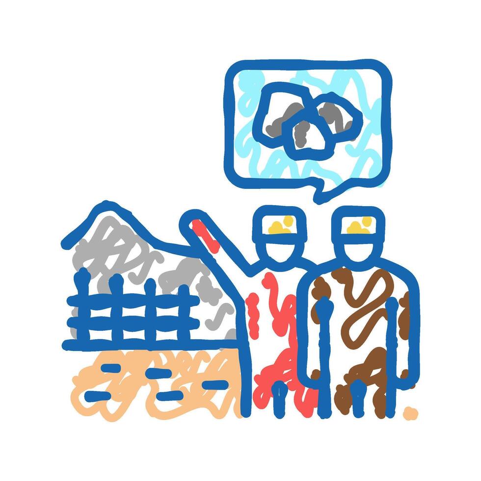 construction supervision and monitoring icon doodle illustration vector