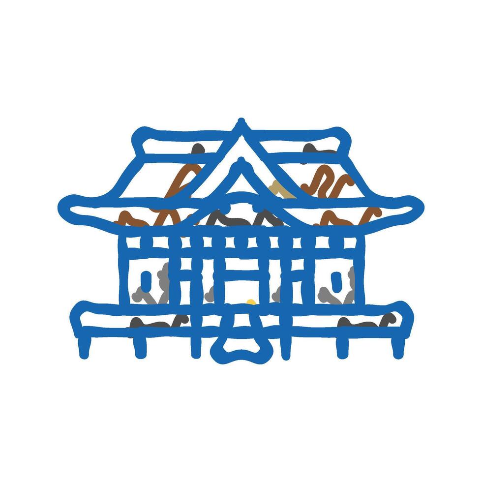 shinto shrine building shintoism icon doodle illustration vector