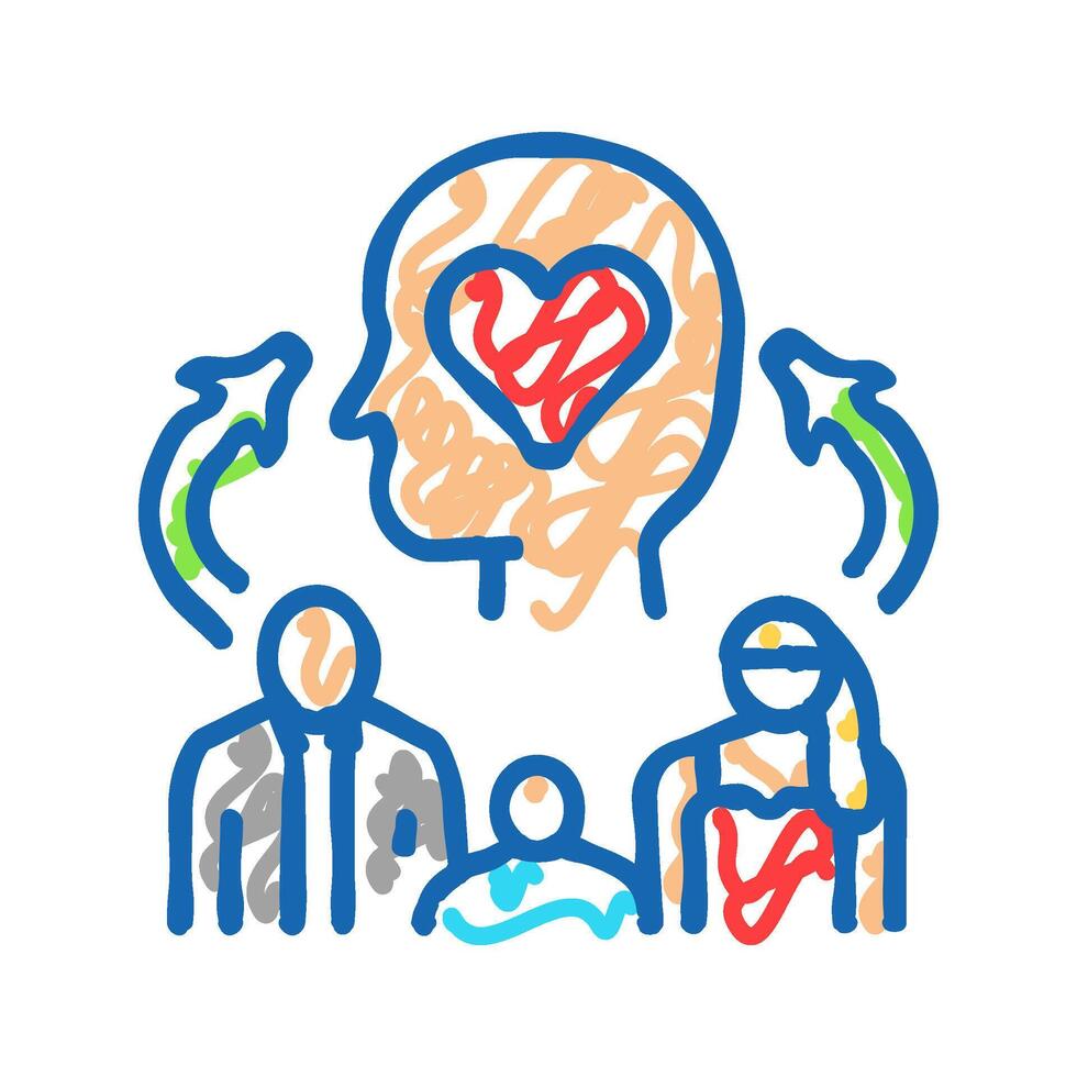 family influences consumer behavior icon doodle illustration vector