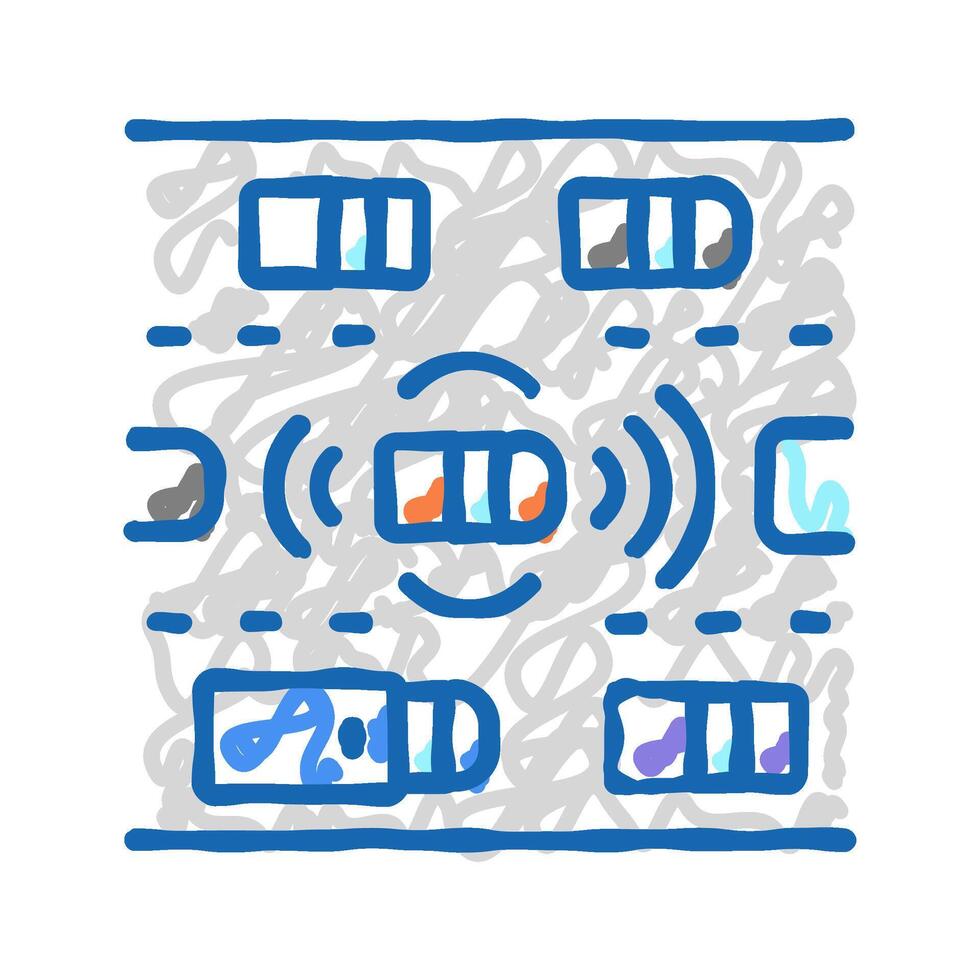 road sensing self vehicle icon doodle illustration vector