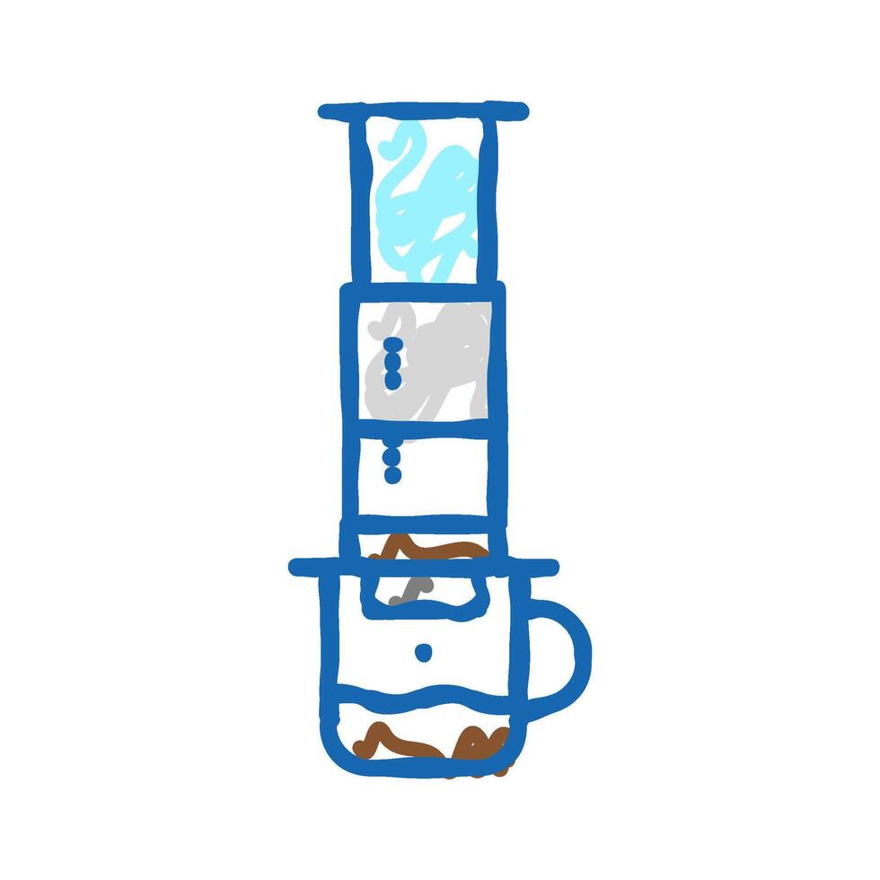 aeropress coffee equipment icon doodle illustration vector