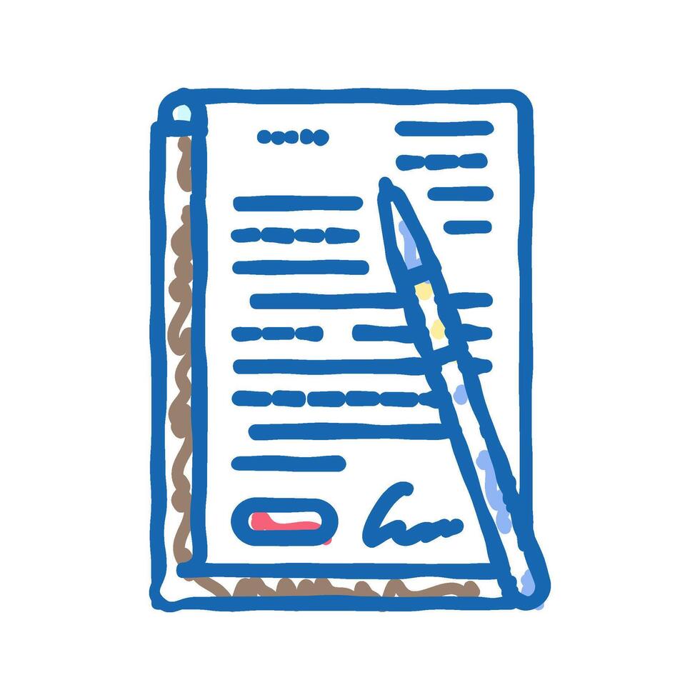 contract document paper icon doodle illustration vector