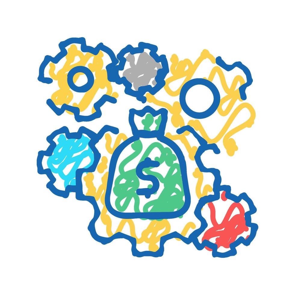 business process icon doodle illustration vector