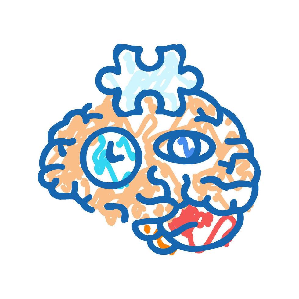 cognitive skills neuroscience neurology icon doodle illustration vector