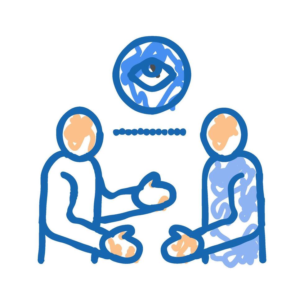 eye contact interview job icon doodle illustration vector