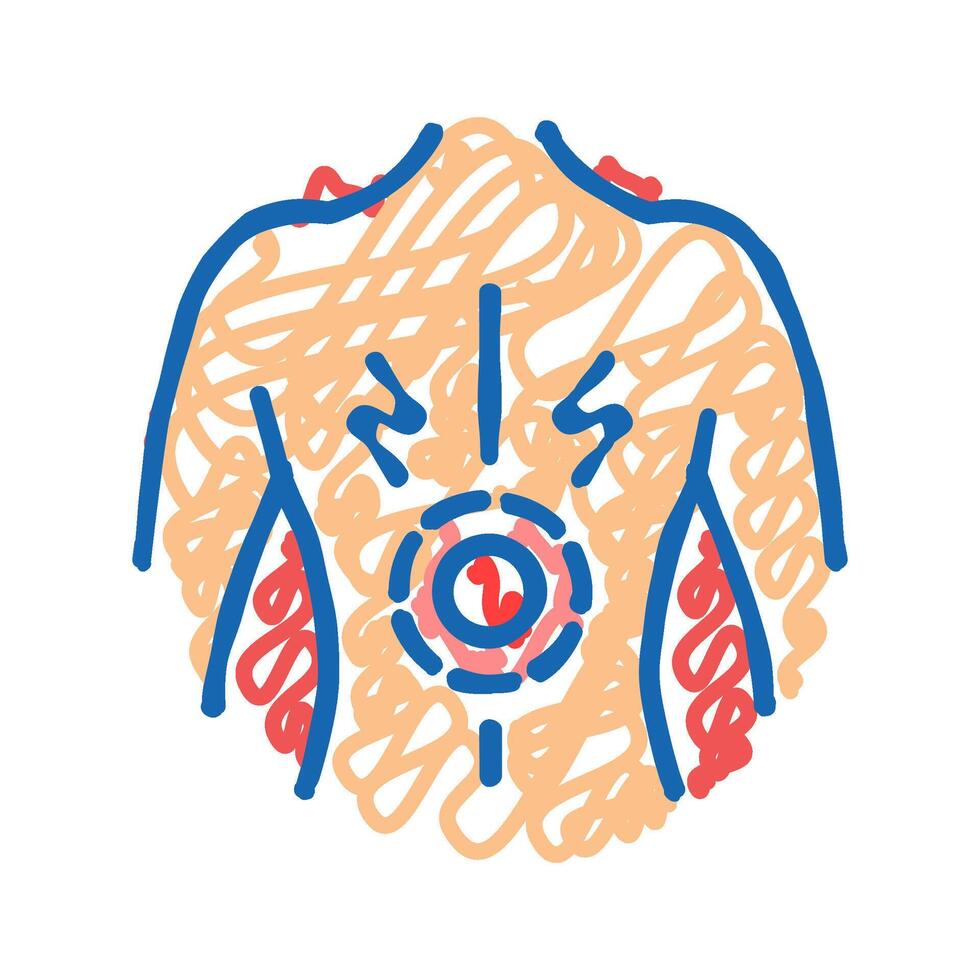 persistent back pain disease symptom icon doodle illustration vector