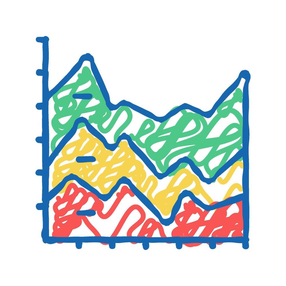 stacked area chart icon doodle illustration vector