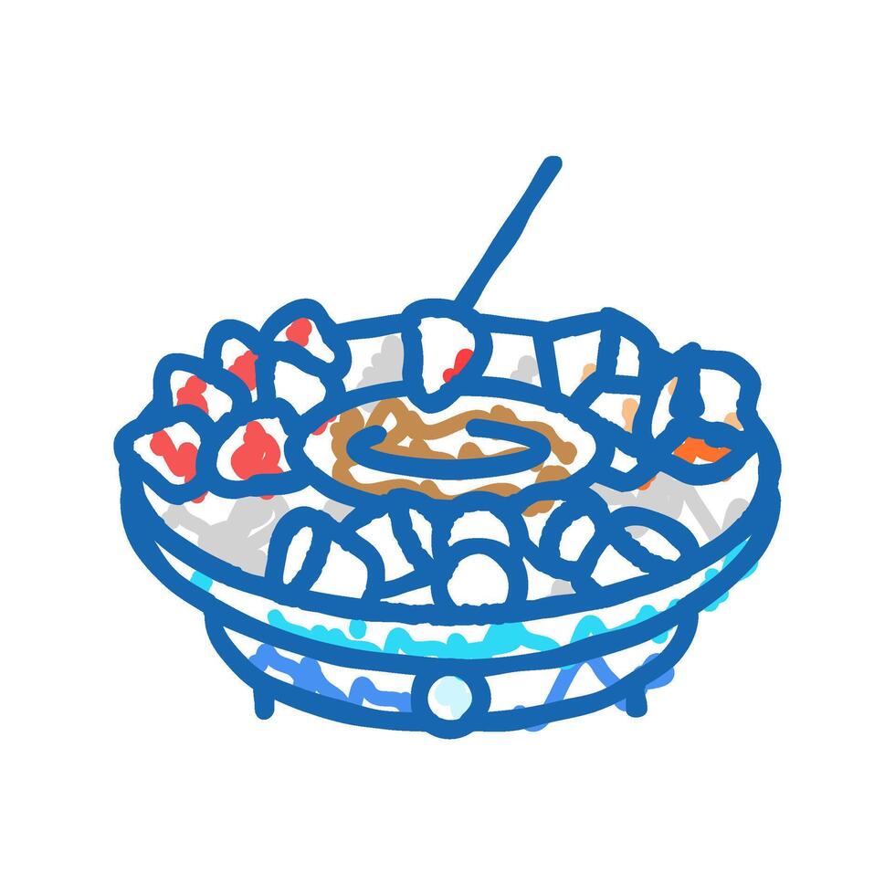 fondue party winter icon doodle illustration vector
