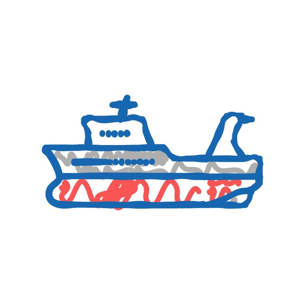 trawler boat icon doodle illustration vector