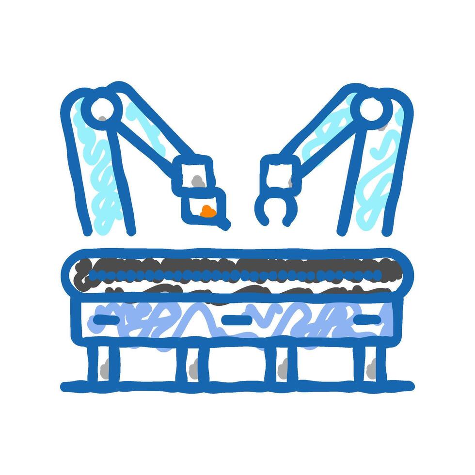 assembly line manufacturing engineer icon doodle illustration vector