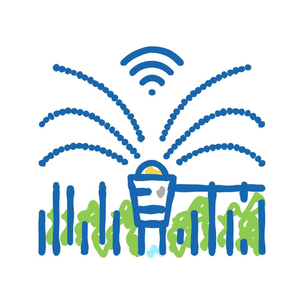 spraying plants smart farm icon doodle illustration vector