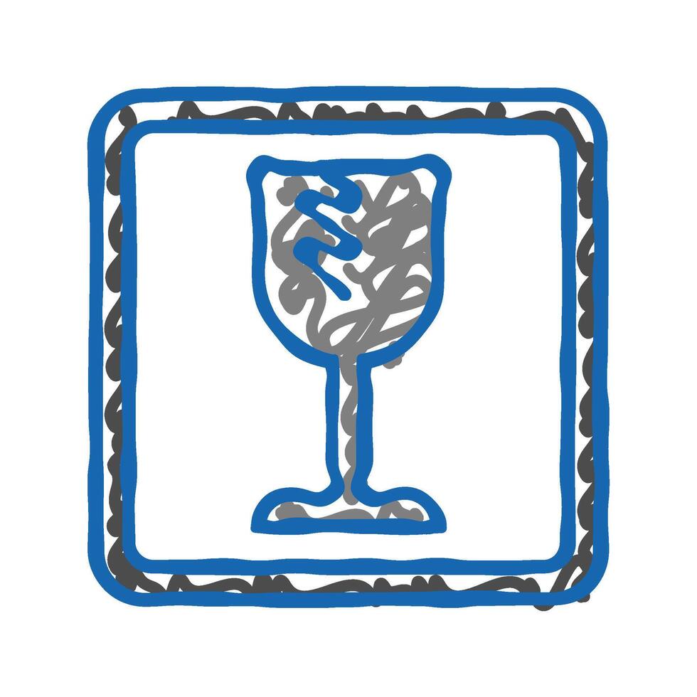 fragile product label warning icon doodle illustration vector