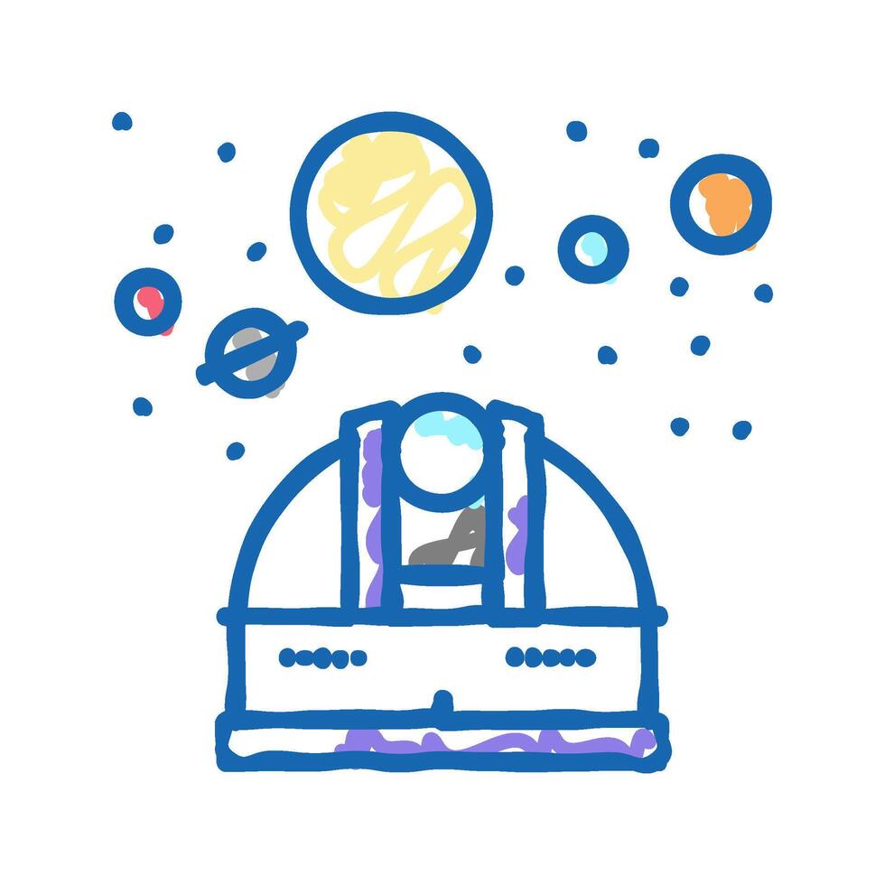 observatory telescope watching on planets icon doodle illustration vector