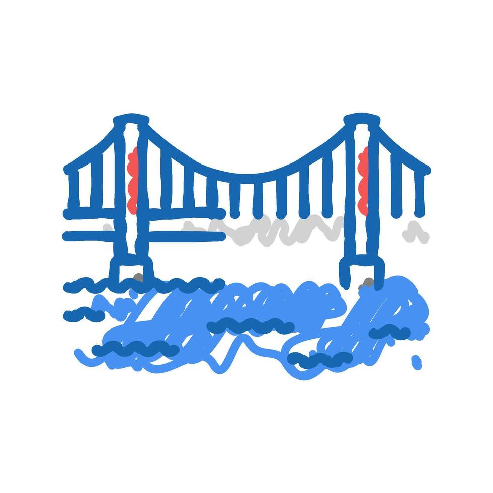 suspension bridge icon doodle illustration vector