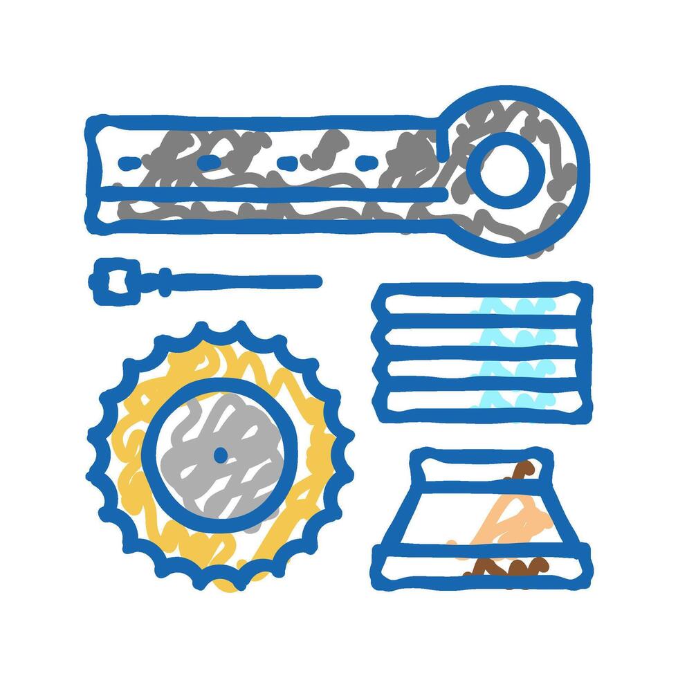 materials handling and crusher spare parts icon doodle illustration vector
