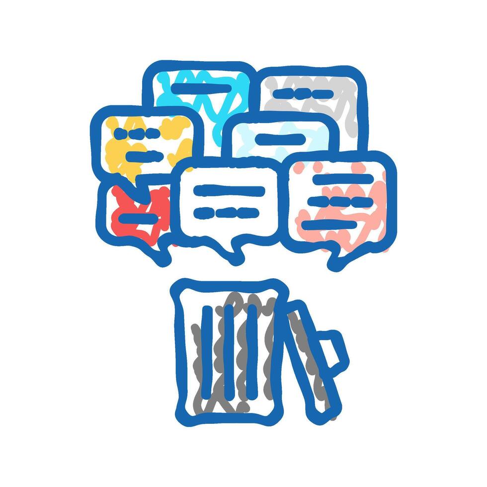 chat delete icon doodle illustration vector