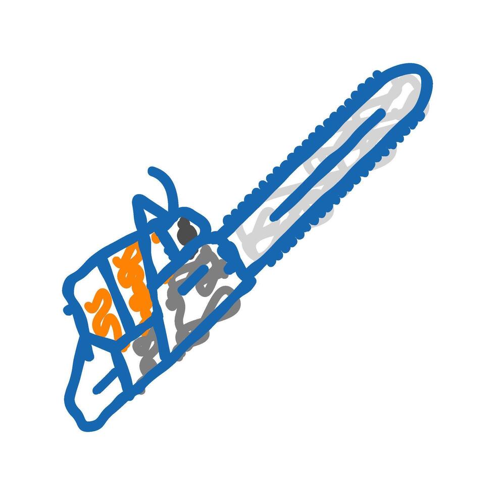 chainsaw weapon military icon doodle illustration vector