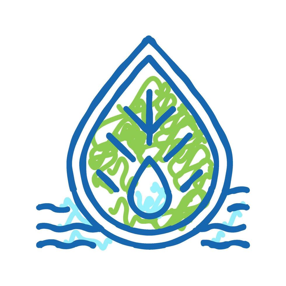 quality of waste water and surrounding water icon doodle illustration vector
