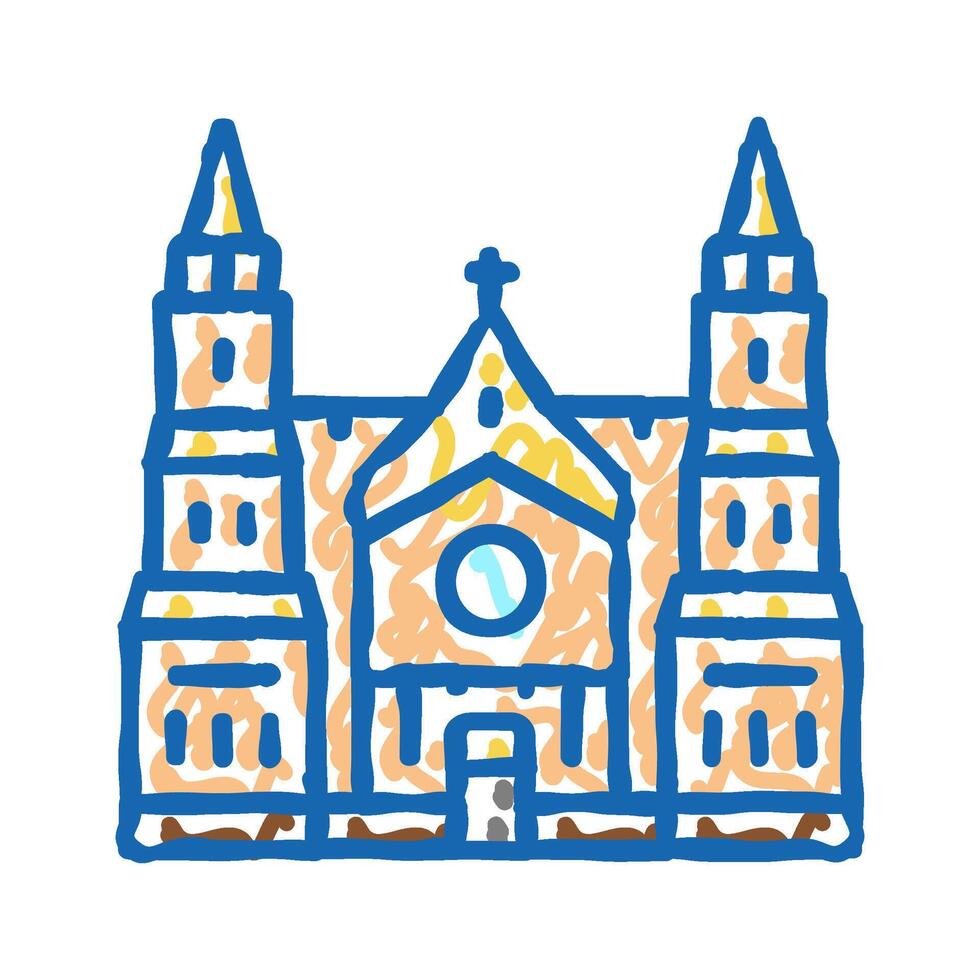 cathedral building icon doodle illustration vector