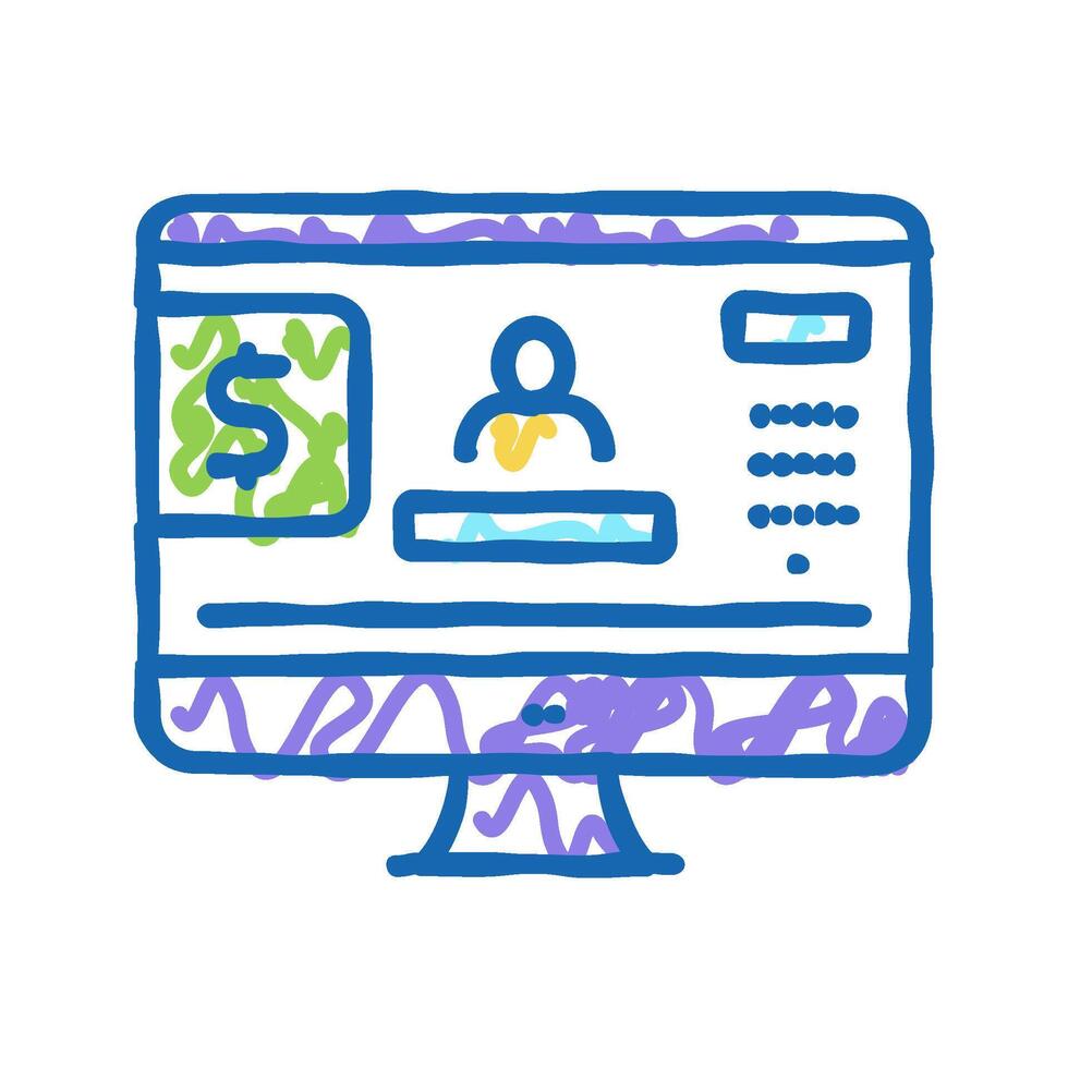 internet online banking icon doodle illustration vector