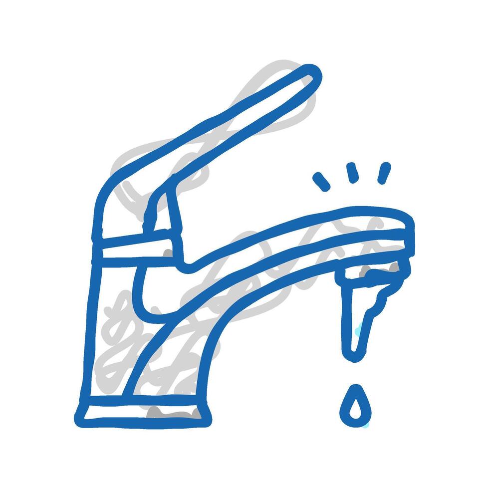 dripping faucet water saving icon doodle illustration vector