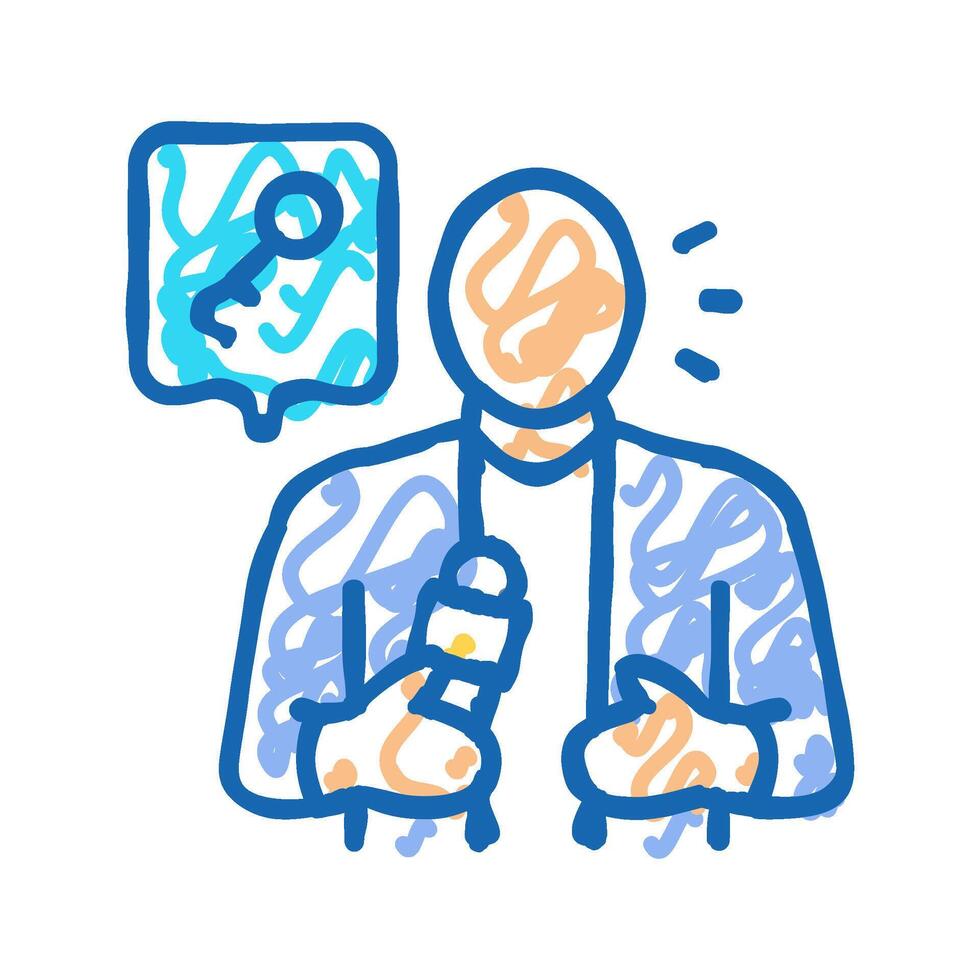 keynote speaker virtual conference icon doodle illustration vector