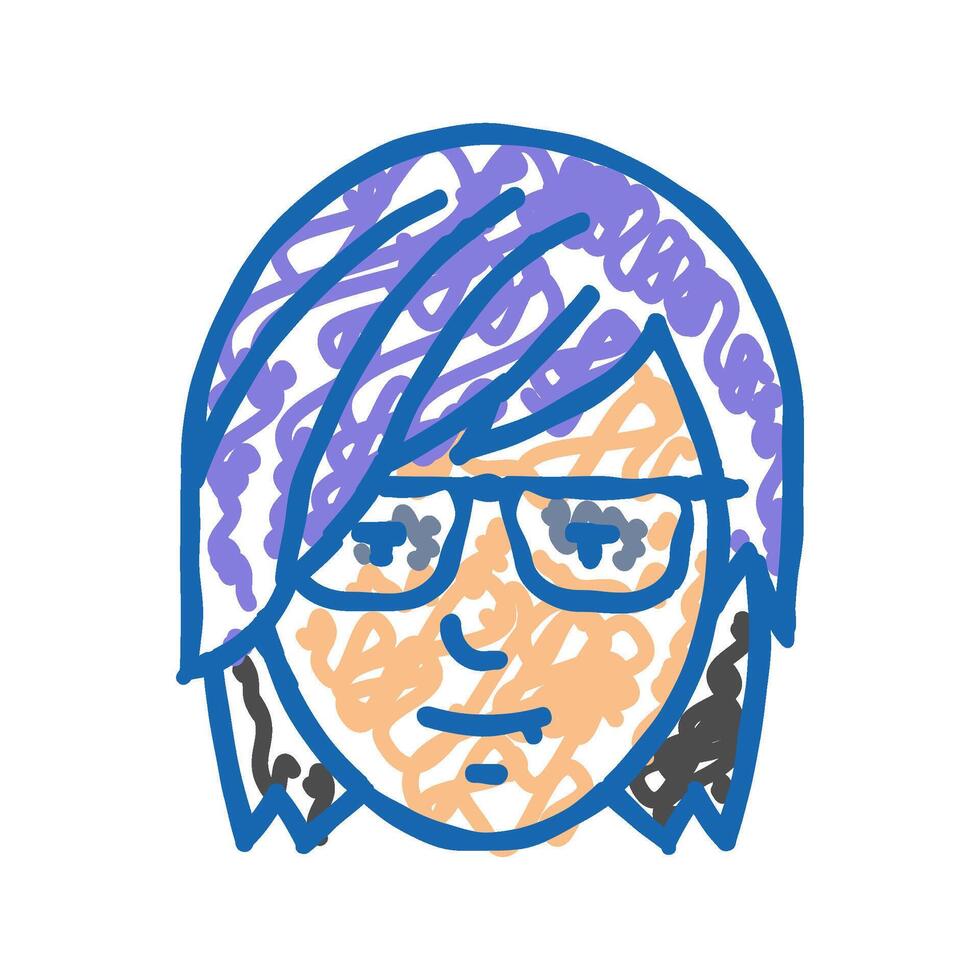 female emo avatar icon doodle illustration vector