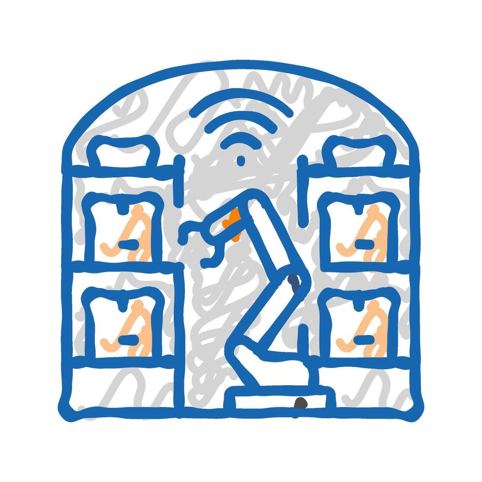 automated warehouse autonomous delivery icon doodle illustration vector