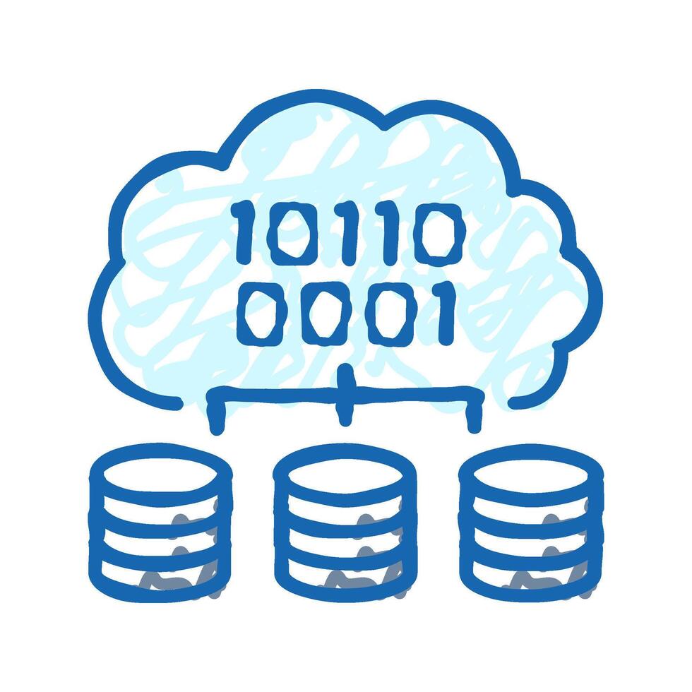 cloud computing software icon doodle illustration vector
