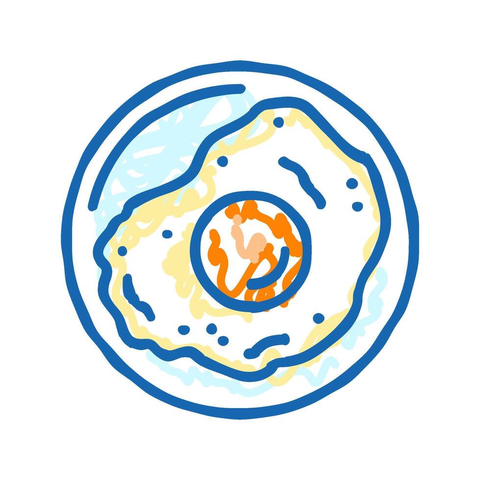 fried egg chicken icon doodle illustration vector