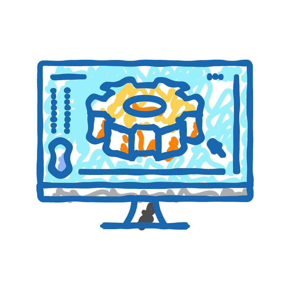digital manufacturing engineer icon doodle illustration vector