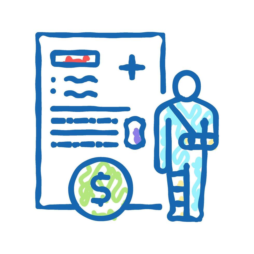 injuries allowance icon doodle illustration vector