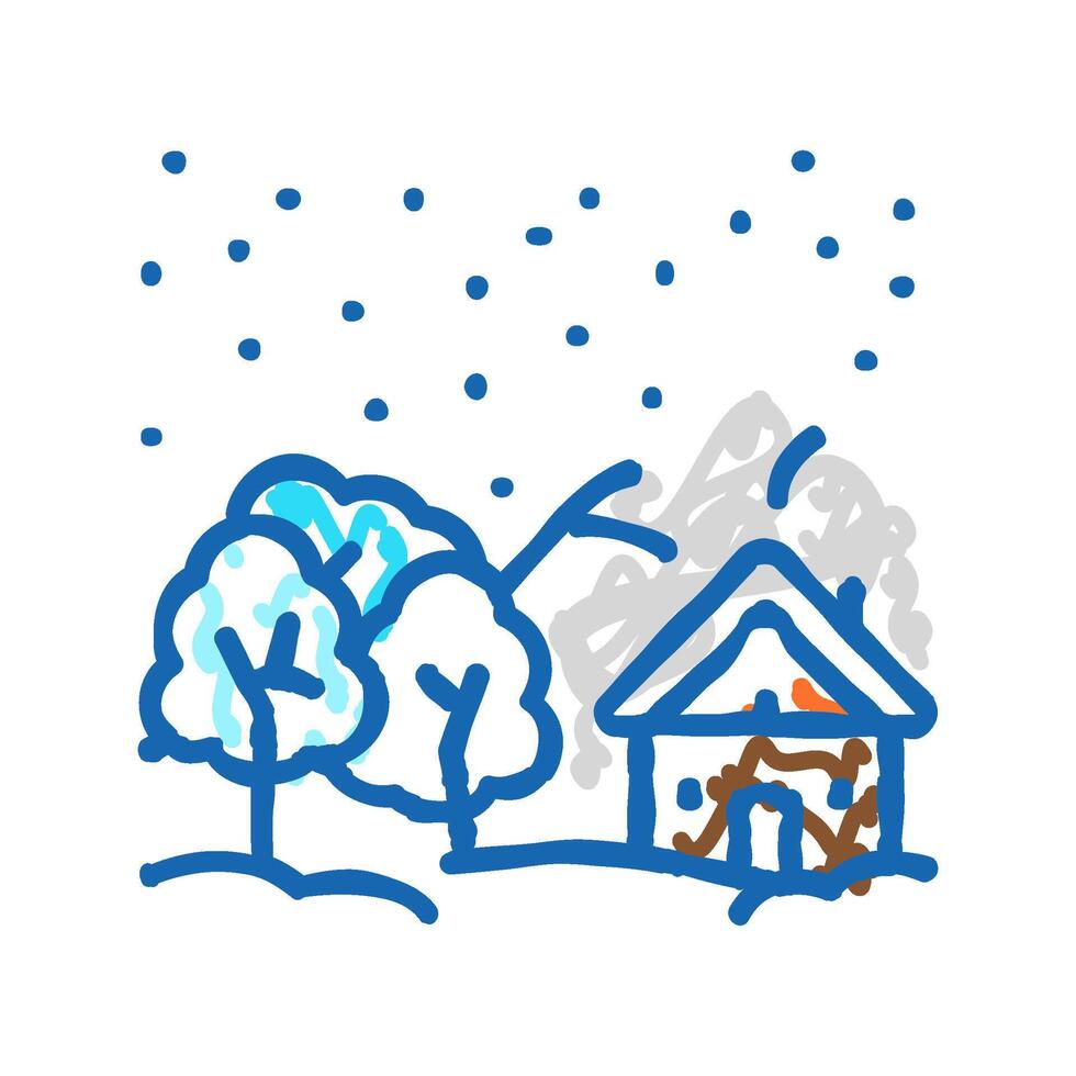 forest winter icon doodle illustration vector