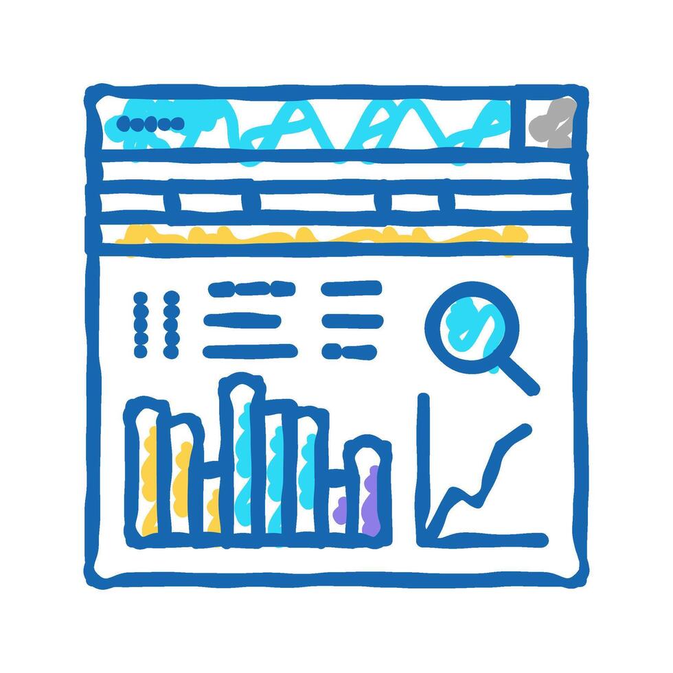 analysis system icon doodle illustration vector