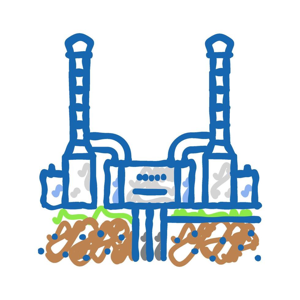 plant geothermal energy icon doodle illustration vector