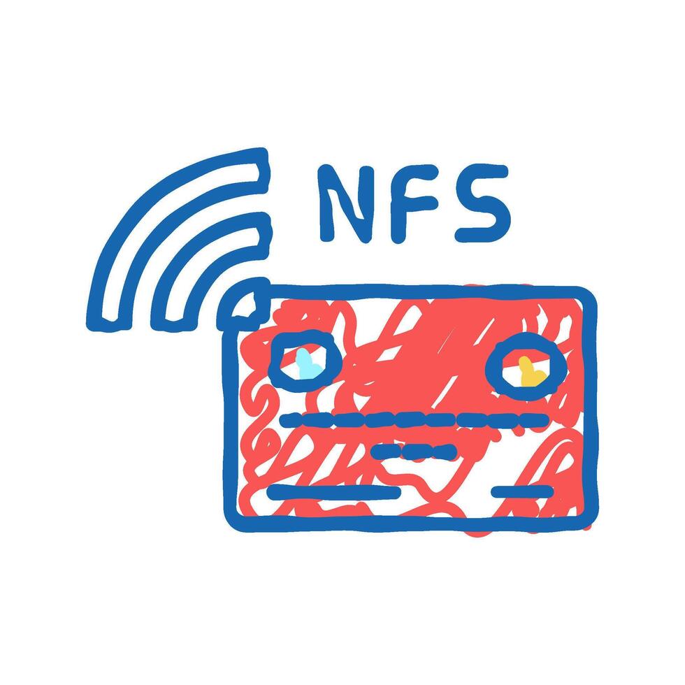 contactless nfc system card icon doodle illustration vector