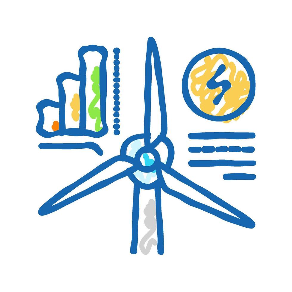 energy efficiency wind turbine icon doodle illustration vector