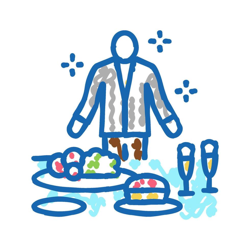 caterer business icon doodle illustration vector