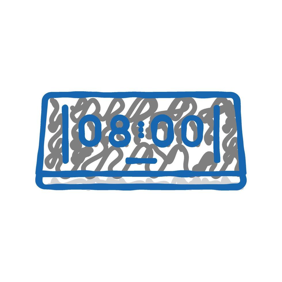 digital alarm clock bedroom interior icon doodle illustration vector