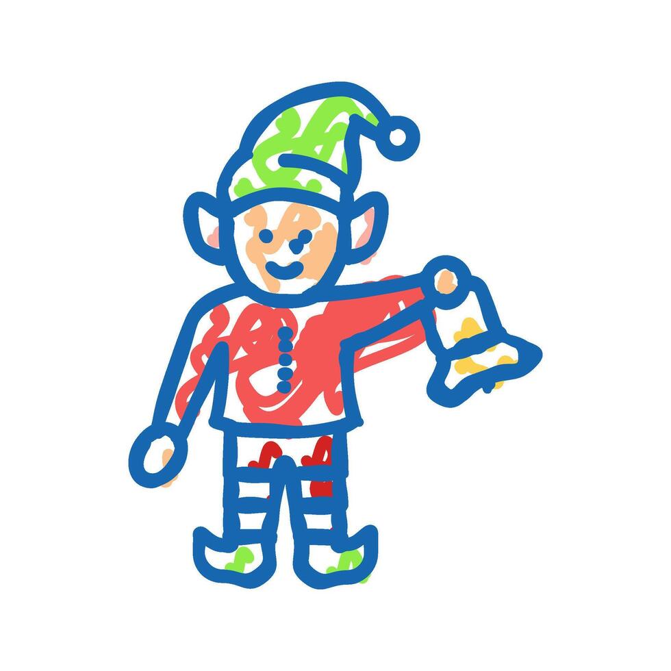 elf cute xmas icon doodle illustration vector