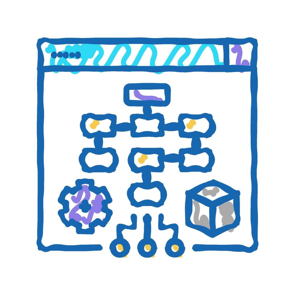 process system icon doodle illustration vector